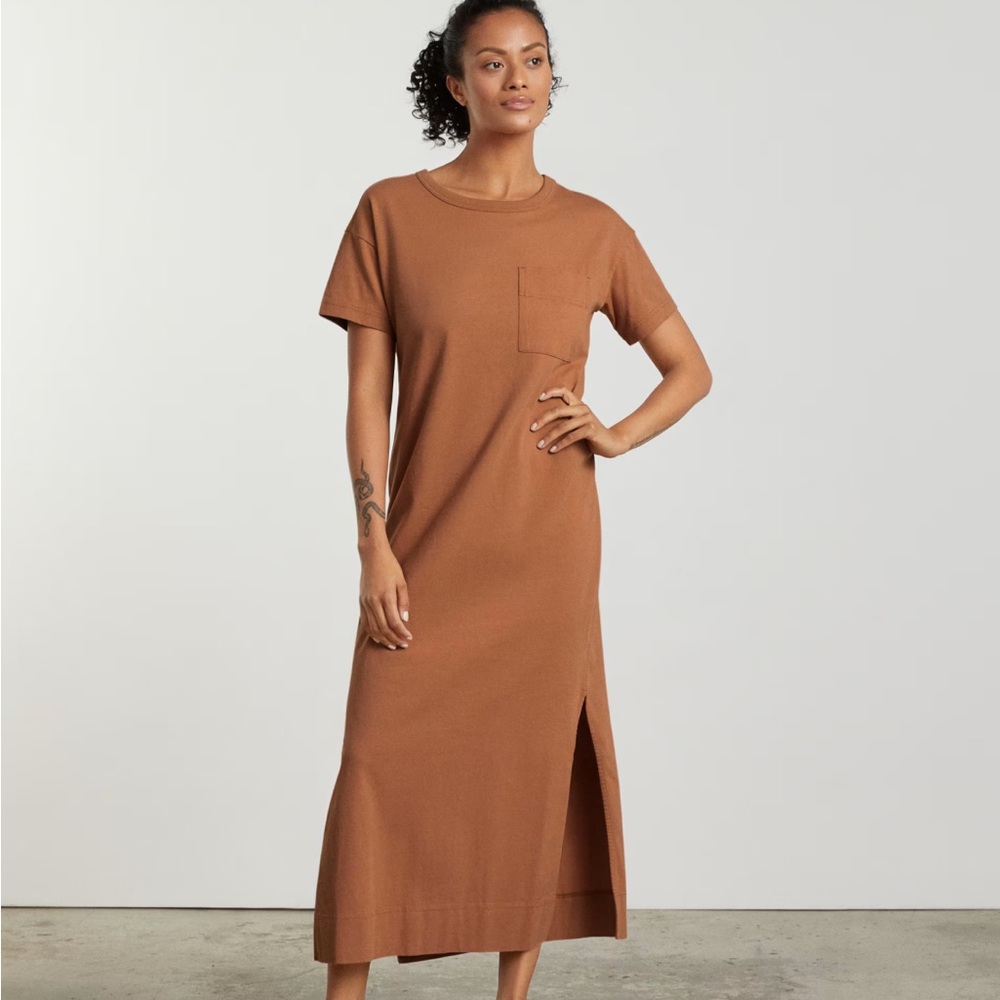 Everlane The Organic Weekend Maxi Dress - Orange/Tawny Brown